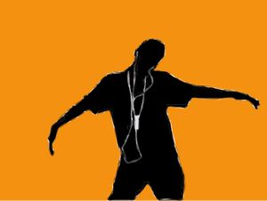Vector image of boy with ipod