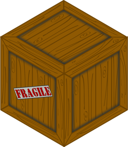 Immagine vettoriale di una cassa di legno con un carico fragile