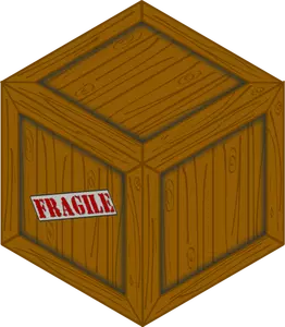 Imagem vetorial de uma caixa de madeira com uma carga frágil