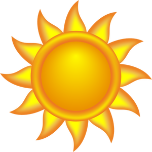 Dekorativa glödande solen med ekrar vektor ClipArt