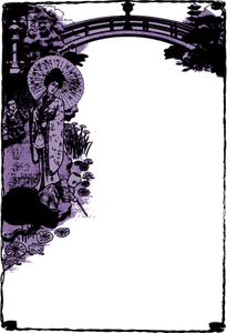Illustrazione vettoriale giapponese cornice decorativo viola