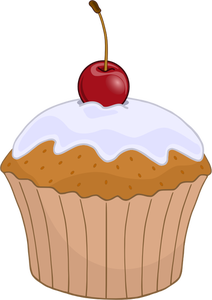 Colorful muffin with cherry on top vector graphics