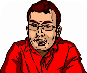 Illustrazione di vettore dell'uomo con gli occhiali e la camicia rossa