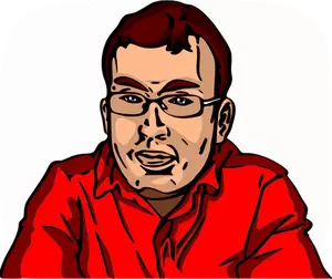 Ilustração em vetor de homem com camisa óculos e vermelho