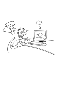 Vector afbeelding van boze man met computer