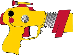 Ilustração em vetor de arma espacial amarelo e vermelho