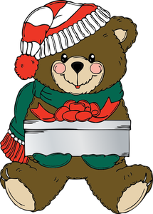 Christmas Bear with present vector