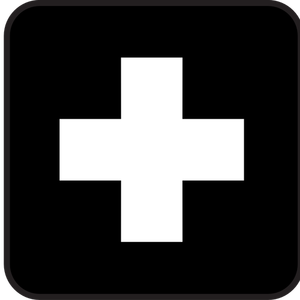 Wektor czarno-biały rysunek symbol lub ikonę punktu pierwszej pomocy w NPS.