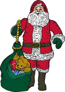 Santa Claus en cadeau zak vector