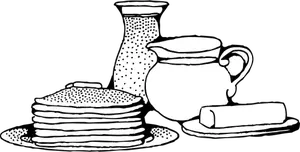 Breakfast vith pancakes vector illustration
