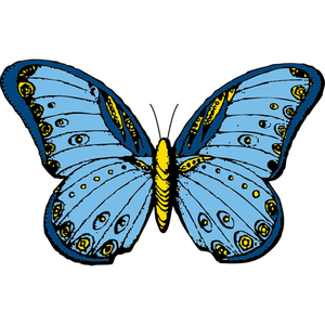 Blauwe en gele vlinder vector illustraties