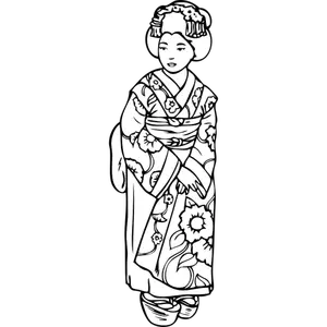 Vector clip art of staring geisha