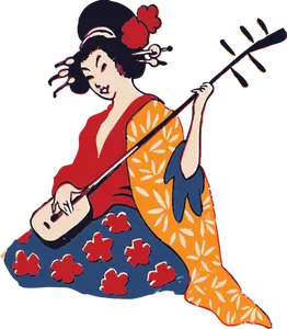 Geisha spelen instrument
