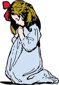 Illustrazione vettoriale di giovane ragazza pregando