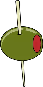Green olive on a toothpick vector