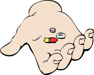 hand and pills vector image