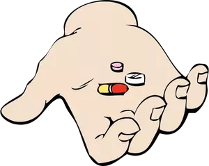 hand and pills vector image