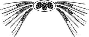 Immagine vettoriale di orzo e luppolo in bianco e nero