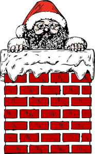 Santa in einem Schornstein-Vektor