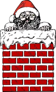 Père Noël dans un vecteur de cheminée