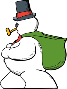 Snowman cu un vector de sac