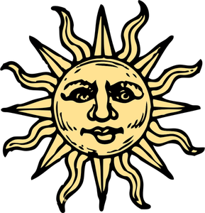 Antigua xilografía sol vector de la imagen