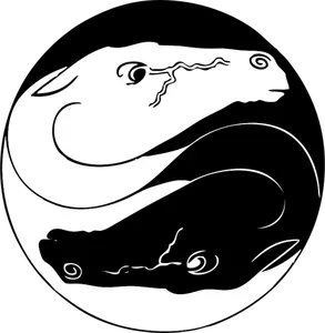 Clip art wektor znak Ying Yang z konia