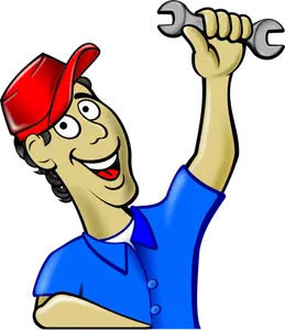 Vector clip art of mechanic with a red cap
