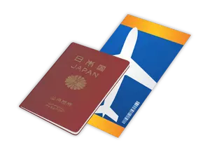 Japanese passport and ticket
