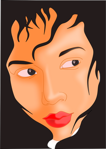 Vektorové grafiky dívka tvář černé orámované pole