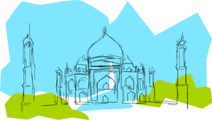 Taj Mahal tourist attraction vector drawing