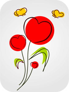 Květy s srdce Vektor Klipart