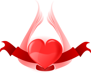 Heart with wings and ribbon vector clip art