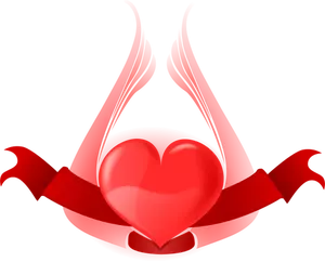 Heart with wings and ribbon vector clip art