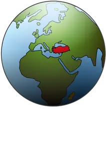 Turcia poziţia pe glob vector illustration
