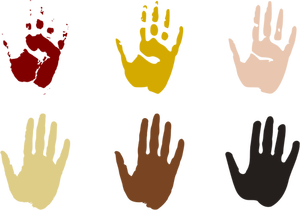 Empreintes de mains en illustration vectorielle de différentes couleurs