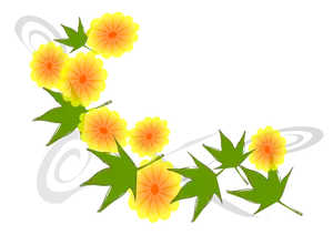 Keltaiset kukat ja vihreät lehdet vektorikuva