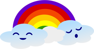 Cute clouds with rainbow vector image
