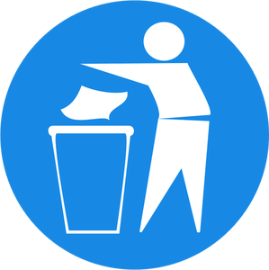 Jeter des ordures dans l'illustration de vecteur symbole bin