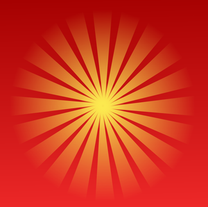 Yellow radial beams on red background