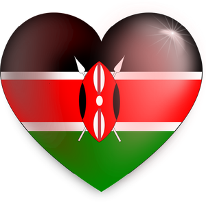 Flaga Kenii serca grafika wektorowa