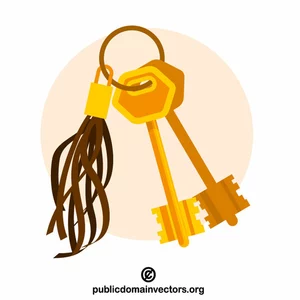 एक चाबी के गुच्छा पर पीली चाबियाँ
