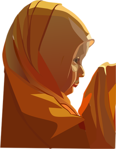 Ilustración vectorial de mujer joven rezando