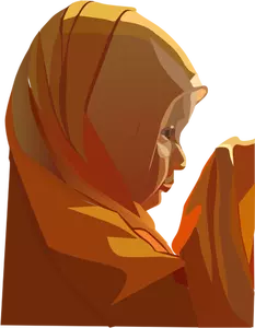 Vector illustration of young woman praying