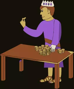 Vektor-Illustration des Königs sein Geld zählen