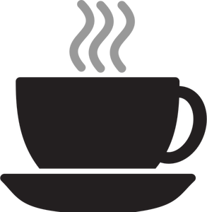 Disegno di una tazza fumante di caffè o tè con piattino vettoriale