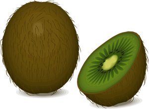 Kiwi fruit and half