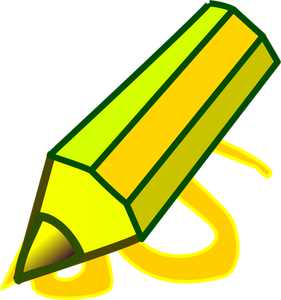Grafiken i tjock grön och gul penna