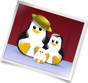 Penguin foto keluarga vektor ilustrasi