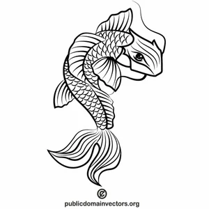 Koi poisson vectoriel silhouette clip art